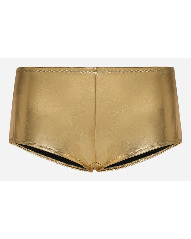 Dolce & Gabbana Culotte Vita Bassa In Jersey Laminato - Donna Pantaloni E Shorts Oro Jersey Oro