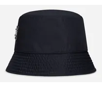 Nylon Bucket Hat With Branded Plate - Uomo Cappelli E Guanti Blu Cotone