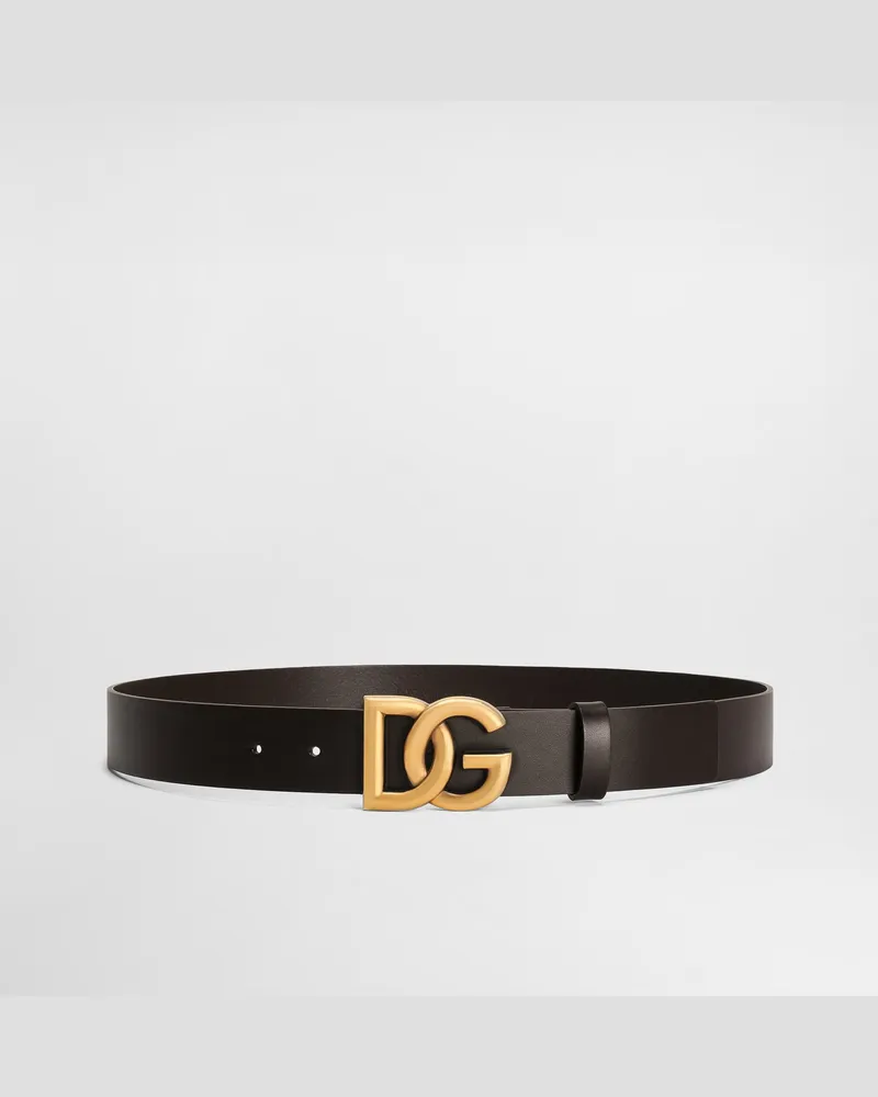 Dolce & Gabbana Lux Leather Belt With Crossover Dg Logo Buckle - Uomo Cinture Multicolore Pelle Moro