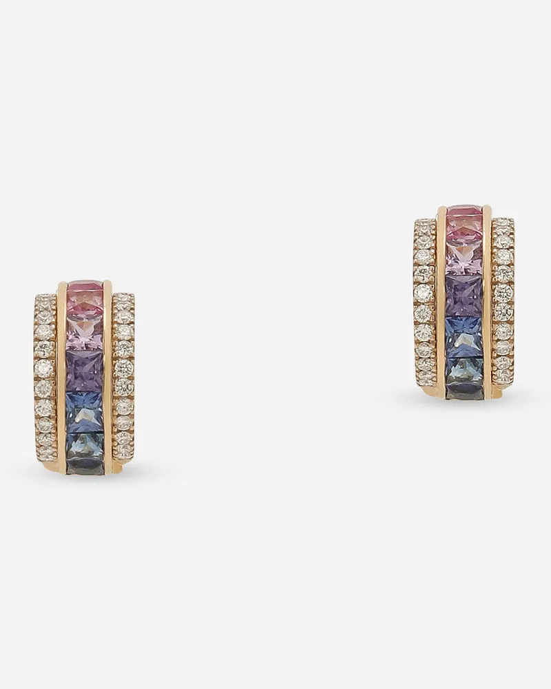 Dolce & Gabbana Orecchini Rainbow In Oro Giallo 18kt Con Zaffiri Multicolore E Diamanti - Uomo Orecchini Oro Oro Oro