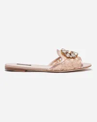 Dolce & Gabbana Slide Rainbow In Pizzo Con Broche - Donna Slide E Mule Rosa Albicocca