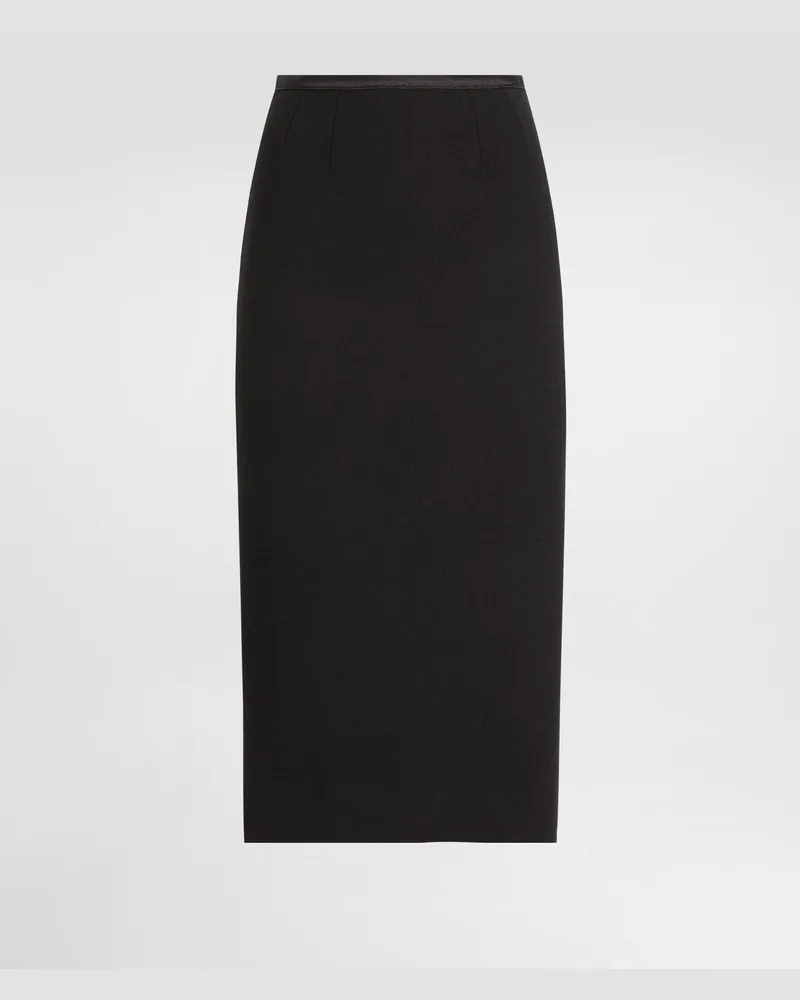 Dolce & Gabbana Gonna Longuette A Tubino In Crêpe Di Lana - Donna Gonne Nero Nero