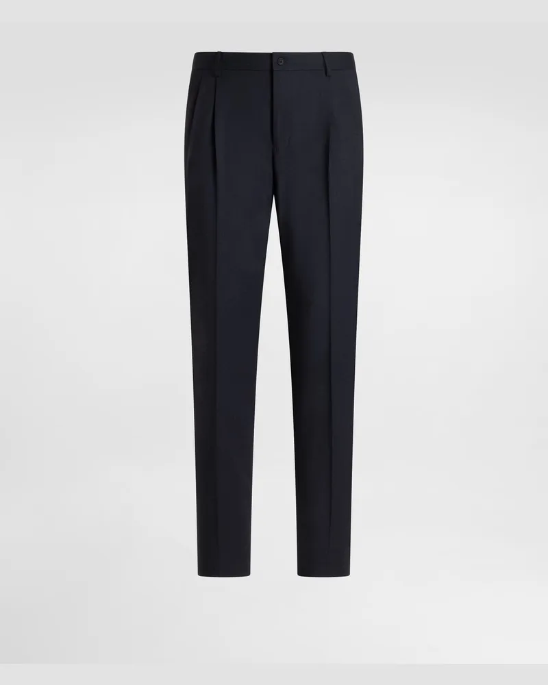Dolce & Gabbana Pantaloni In Gabardina Di Lana - Uomo Pantaloni E Shorts Blu Blu