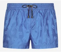 Short Jacquard Swim Trunks With Dg Monogram - Uomo Beachwear Azzurro Raso