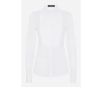 Stretch Poplin Tuxedo Shirt - Donna Camicie E Top Bianco Cotone