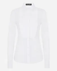 Dolce & Gabbana Stretch Poplin Tuxedo Shirt - Donna Camicie E Top Bianco Cotone Bianco