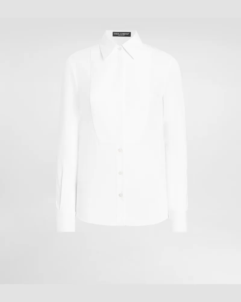 Dolce & Gabbana Stretch Poplin Tuxedo Shirt - Donna Camicie E Top Bianco Cotone Bianco