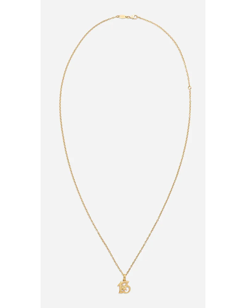 Dolce & Gabbana Good Luck Number 13 Pendant On Yellow Gold Chain - Uomo Collane Oro Oro