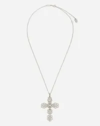 Dolce & Gabbana Pendente Easy Diamond In Oro Bianco 18kt E Pavé Di Diamanti - Donna Collane Bianco Oro Bianco