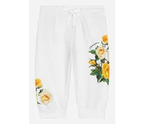 Pantaloni Jogging In Jersey Con Stampa Rose Gialle - Donna Collection Stampa
