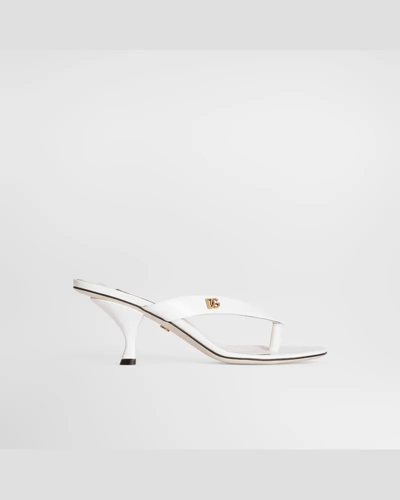 Dolce & Gabbana Sandalo Infradito In Vernice - Donna Sandali E Zeppe Bianco Pelle Bianco