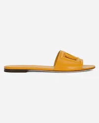 Dolce & Gabbana Slide In Pelle Di Vitello E Logo Dg - Donna Slide E Mule Giallo Pelle Ocra