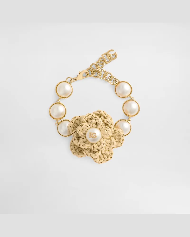 Dolce & Gabbana Bracciale Con Fiore Rafia - Donna Bijoux Oro Metallo Oro
