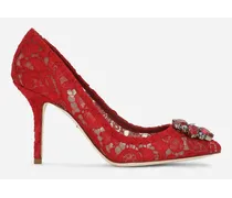 Dolce & Gabbana Lace Rainbow Pumps With Brooch Detailing - Donna Décolleté E Slingback Rosso Pizzo Rosso