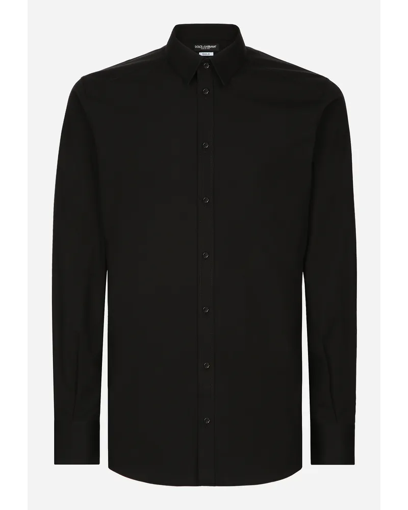 Dolce & Gabbana Camicia Gold Popeline Stretch - Uomo Camicie Nero Cotone Nero