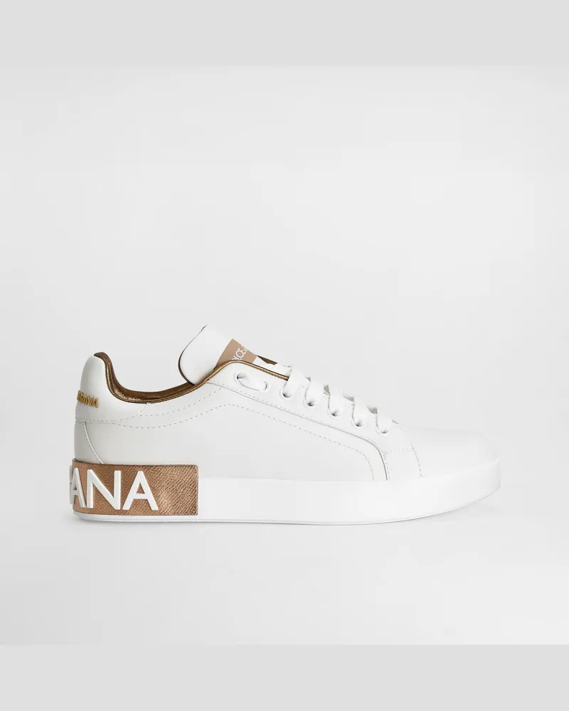 Dolce & Gabbana Sneaker Portofino In Vitello Nappato E Dettagli Lamé - Donna Sneaker Oro Pelle Oro