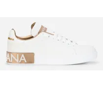 Dolce & Gabbana Sneaker Portofino In Vitello Nappato E Dettagli Lamé - Donna Sneaker Oro Pelle Oro