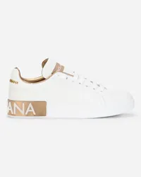 Dolce & Gabbana Sneaker Portofino In Vitello Nappato E Dettagli Lamé - Donna Sneaker Oro Pelle Oro