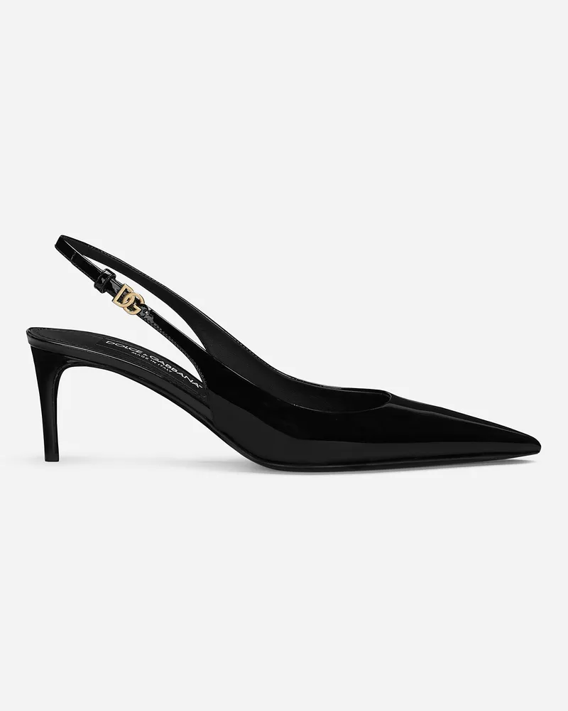 Dolce & Gabbana Slingback In Vernice - Donna Décolleté E Slingback Nero Pelle Nero