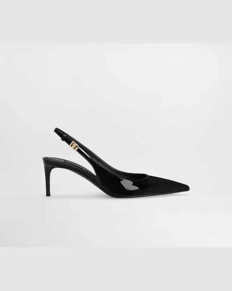 Dolce & Gabbana Slingback In Vernice - Donna Décolleté E Slingback Nero Pelle Nero