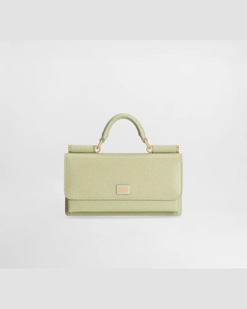 Dolce & Gabbana Phone Bag In Pelle Di Vitello Dauphine - Donna Borse Mini Micro E Pochette Verde Pelle Verde