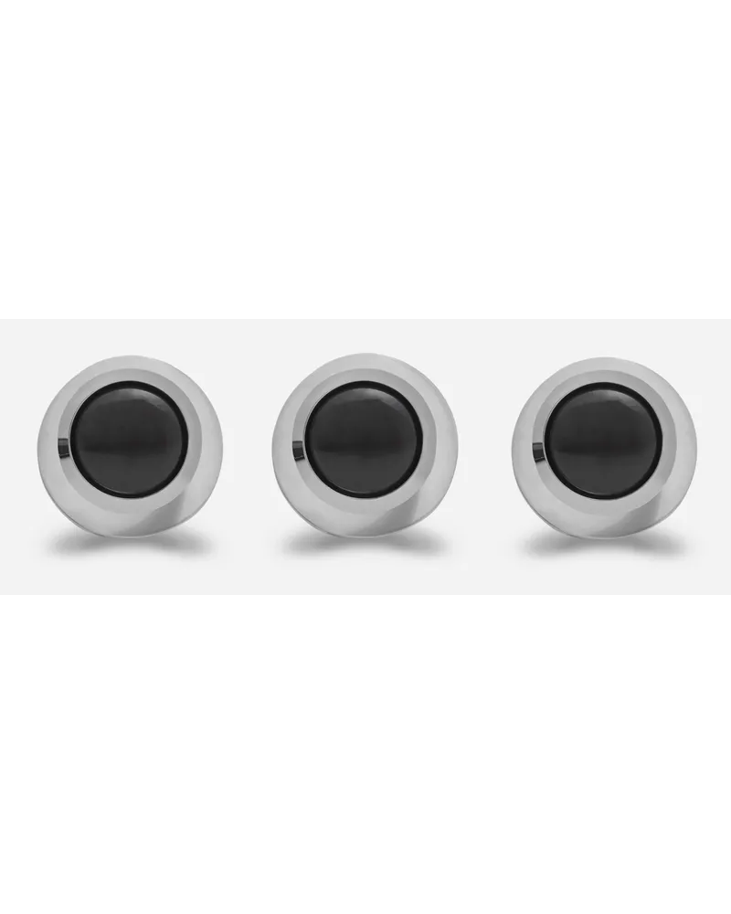 Dolce & Gabbana White Gold Tuxedo Buttons With Black Jades - Uomo Gemelli Oro Bianco Oro