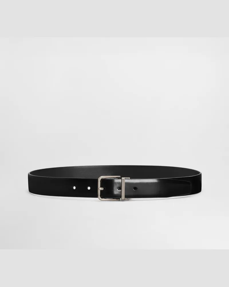 Dolce & Gabbana Brushed Calfskin Belt - Uomo Cinture Nero Pelle Nero