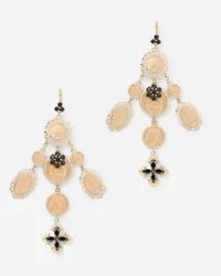 Dolce & Gabbana Yellow Gold Sicily Earrings With Medals And Cross Pendants - Donna Orecchini Oro Metallo Oro