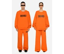 Felpa Girocollo In Jersey Di Cotone Con Stampa Dg Vib3 - Donna T-shirts E Felpe Arancione Cotone