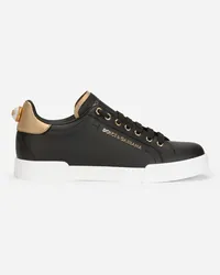 Dolce & Gabbana Sneakers Portofino In Vitello Nappato Con Lettering - Donna Sneaker Multicolore Pelle Nero