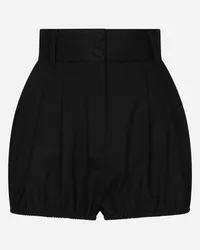 Dolce & Gabbana Shorts Culotte A Palloncino In Cotone - Donna Pantaloni E Shorts Nero Cotone Nero