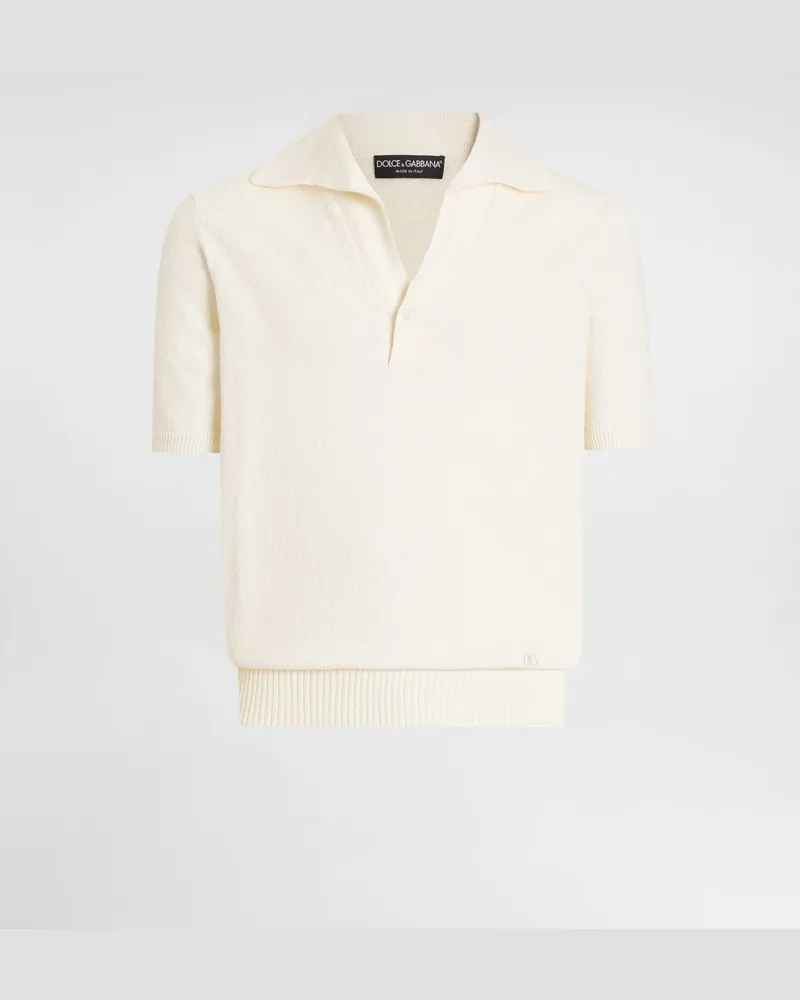 Dolce & Gabbana Polo In Misto Cotone - Uomo Maglieria Beige Beige