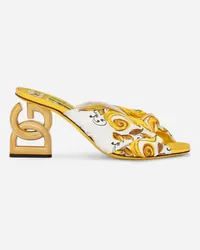 Dolce & Gabbana Sandalo Dg Pop In Twill Di Seta Stampata - Donna Sandali E Zeppe Giallo Giallo