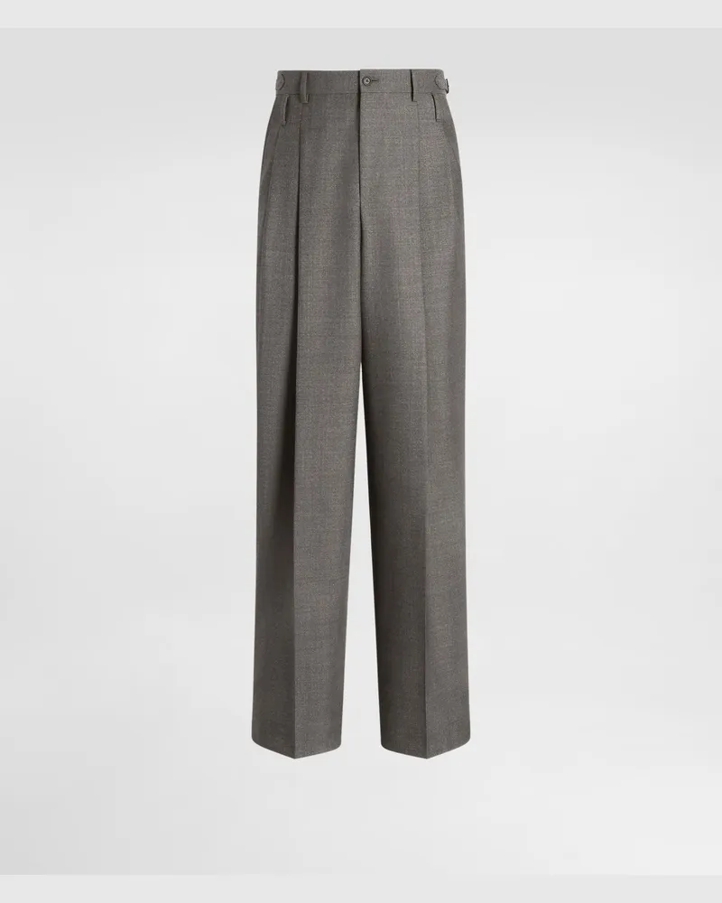 Dolce & Gabbana Pantaloni In Lana Vergine - Uomo Collection Beige Melange