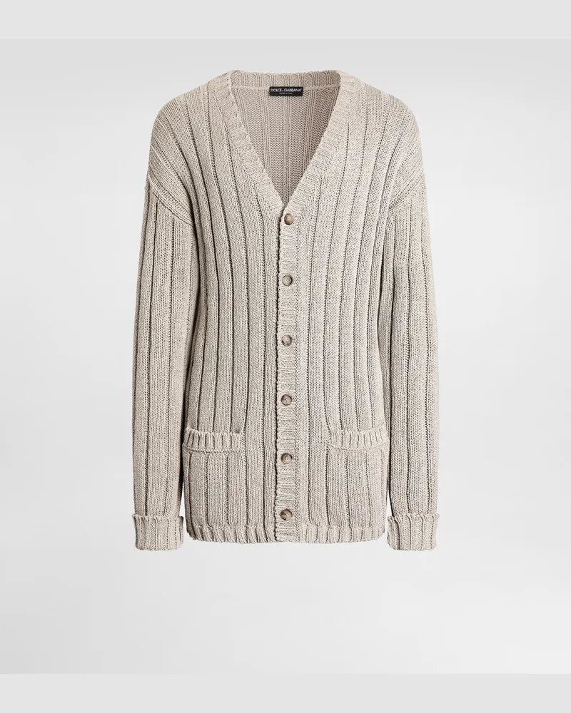 Dolce & Gabbana Cardigan In Misto Cotone - Uomo Maglieria Beige Beige