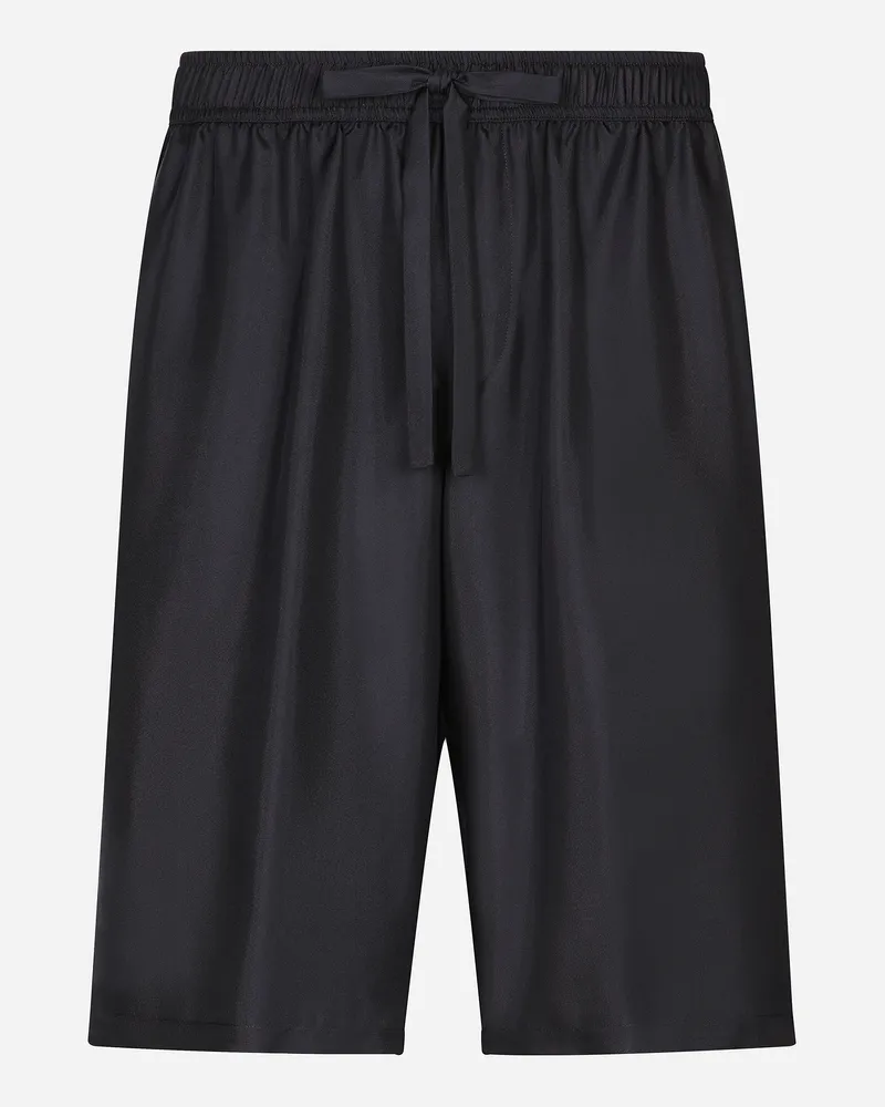 Dolce & Gabbana Bermuda Jogging In Seta E Ricamo - Uomo Pantaloni E Shorts Blu Blu
