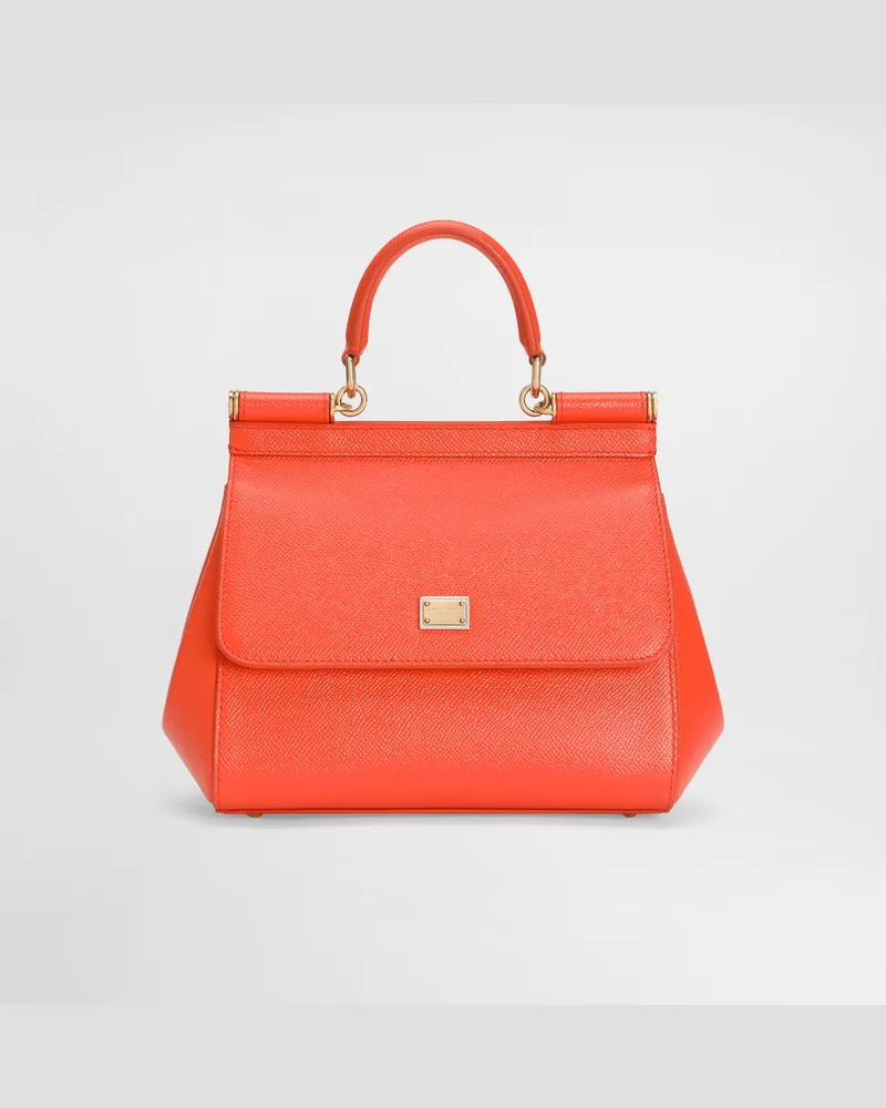 Dolce & Gabbana Borsa A Mano Sicily Piccola In Pelle Di Vitello - Donna Borse A Mano Arancione Arancione