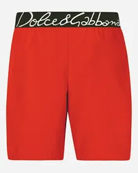 Dolce & Gabbana Boxer Da Mare Medio Logo - Uomo Beachwear Bordeaux Tessuto Bordeaux