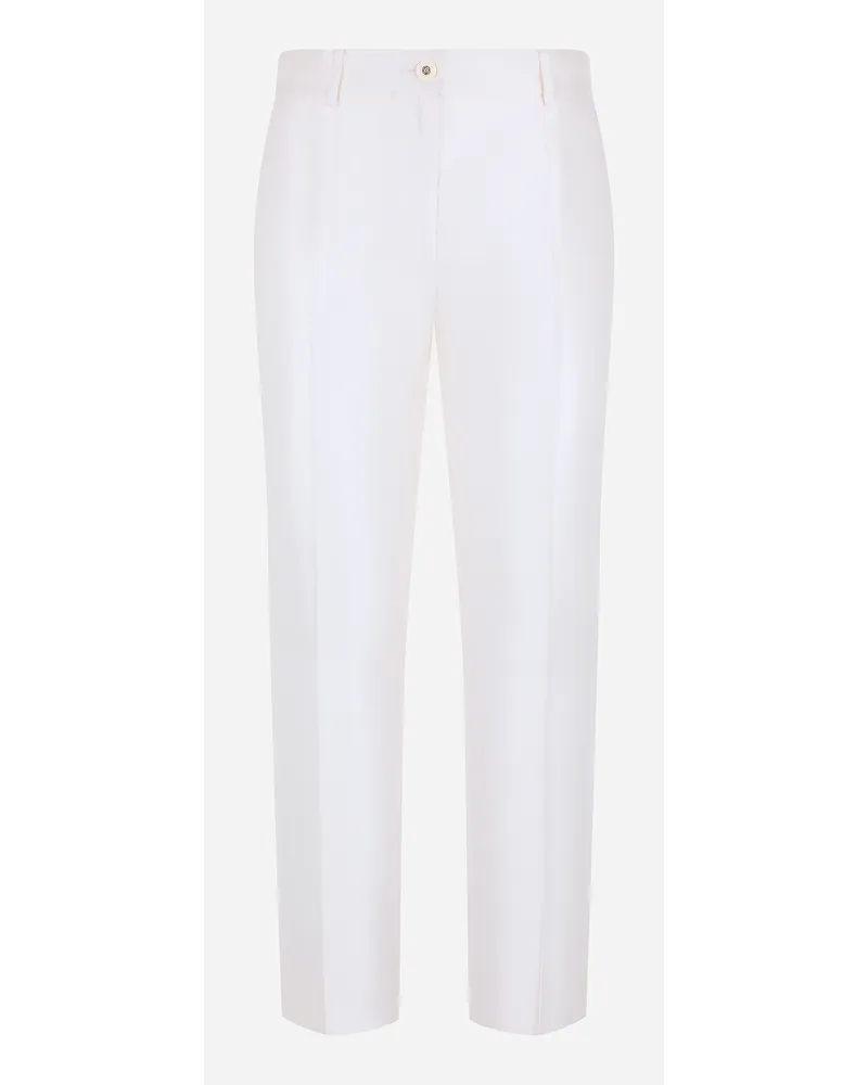 Dolce & Gabbana Pantaloni Sartoriali In Mikado Di Seta - Donna Pantaloni E Shorts Bianco Seta Bianco