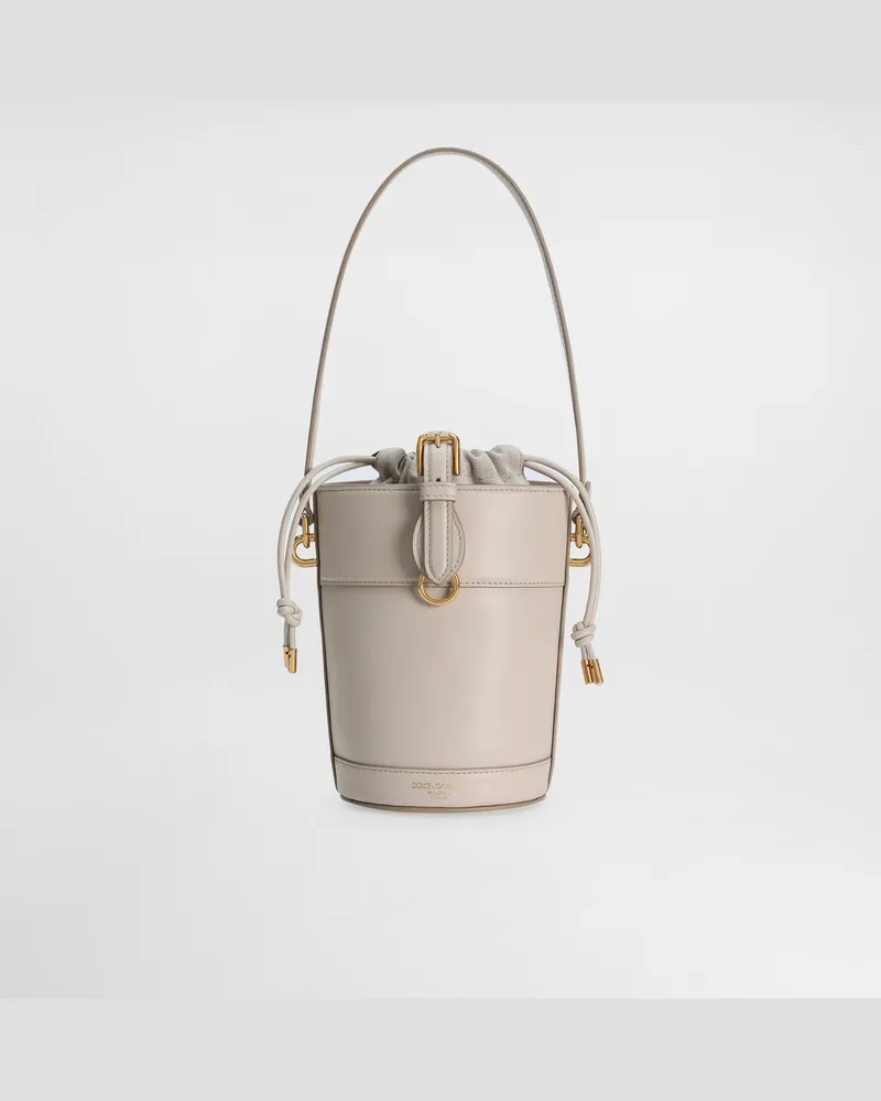 Dolce & Gabbana Secchiello Capri In Canvas E Pelle Di Vitello - Donna Borse A Mano Beige Avorio