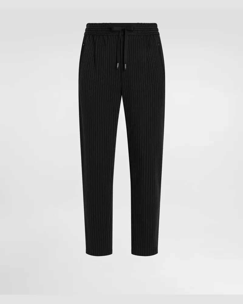 Dolce & Gabbana Pantalone Jogging Jersey Gessato Con Patch Dg - Uomo Pantaloni E Shorts Multicolore Viscosa Rigato
