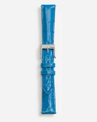 Dolce & Gabbana Alligator Strap With Buckle And Hook In Steel - Donna Orologi E Cinturini Blu Blu