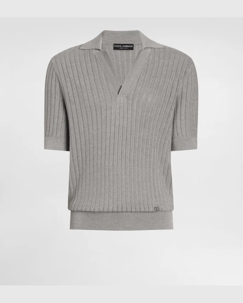 Dolce & Gabbana Polo In Seta - Uomo Maglieria Grigio Melange