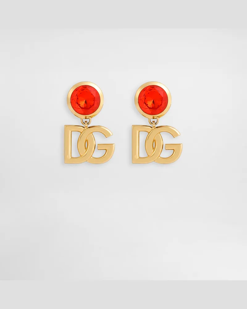 Dolce & Gabbana Orecchini A Clip Con Logo - Donna Bijoux Arancione Metallo Arancione