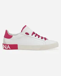 Dolce & Gabbana Sneaker Portofino Vintage In Pelle Di Vitello - Donna Sneaker Rosa Pelle Bianco