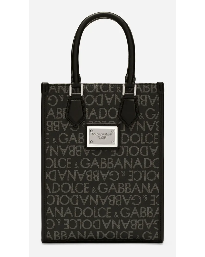 Dolce & Gabbana Borsa Piccola In Jacquard Spalmato - Uomo Borse Shopping Multicolore Tessuto Nero