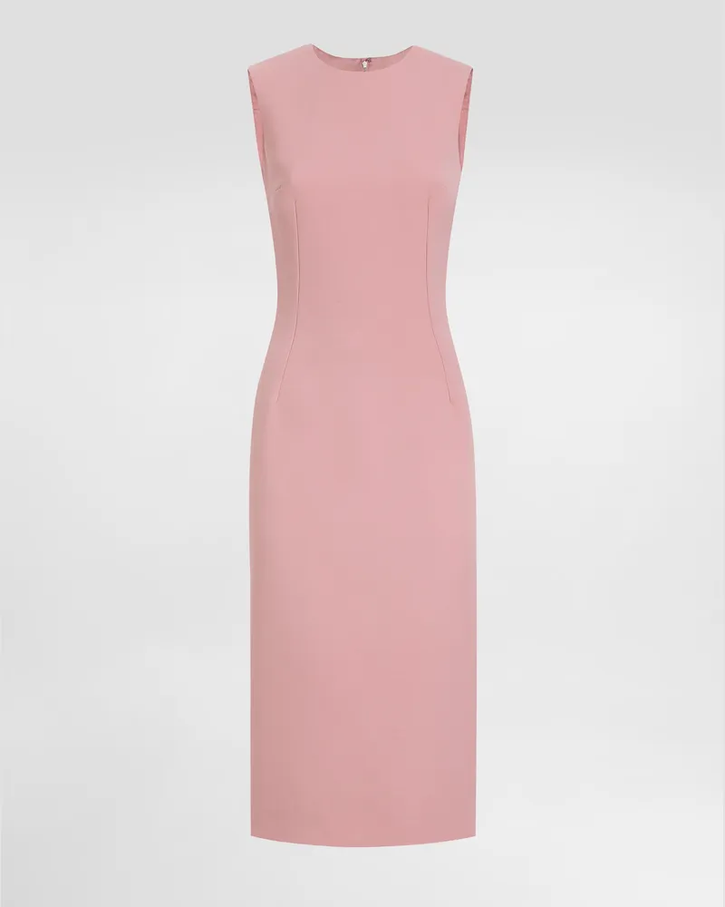 Dolce & Gabbana Wool Crepe Sheath Longuette Dress - Donna Abiti Multicolor Multicolor