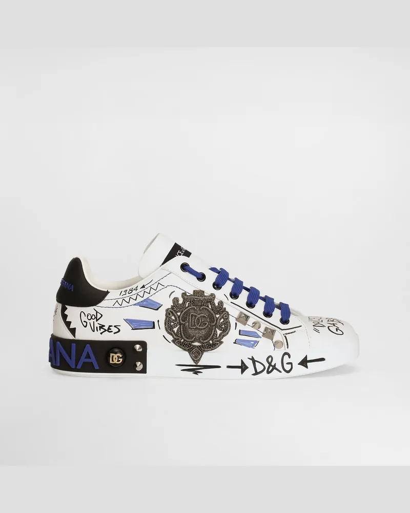 Dolce & Gabbana Sneaker Portofino In Pelle Di Vitello Con Patch - Uomo Sneaker Multicolore Multicolore