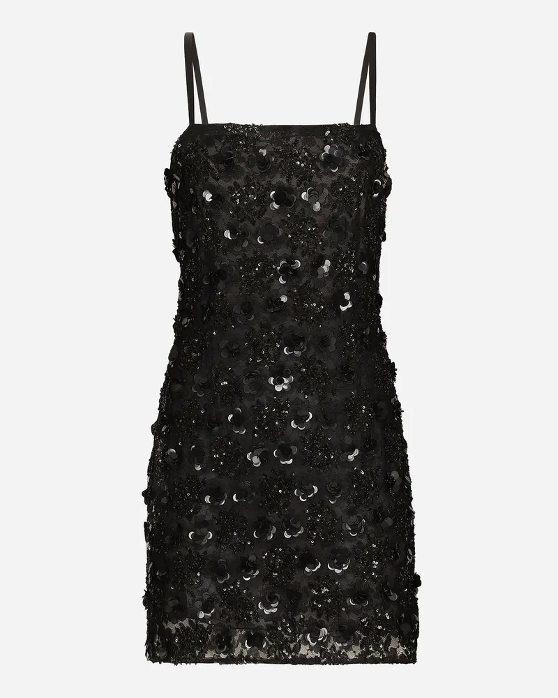 Dolce & Gabbana Abito Corto Con Ricamo Paillettes - Donna Abiti Nero Nero