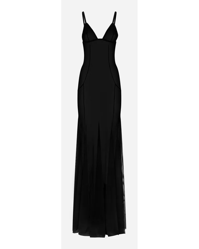 Dolce & Gabbana Abito Lungo A Sottoveste In Tulle - Donna Abiti Nero Tulle Nero